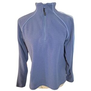 Columbia Womens 1/4 Zip Fleece Medium Convert Striped Long Sleeve Pullover Blue